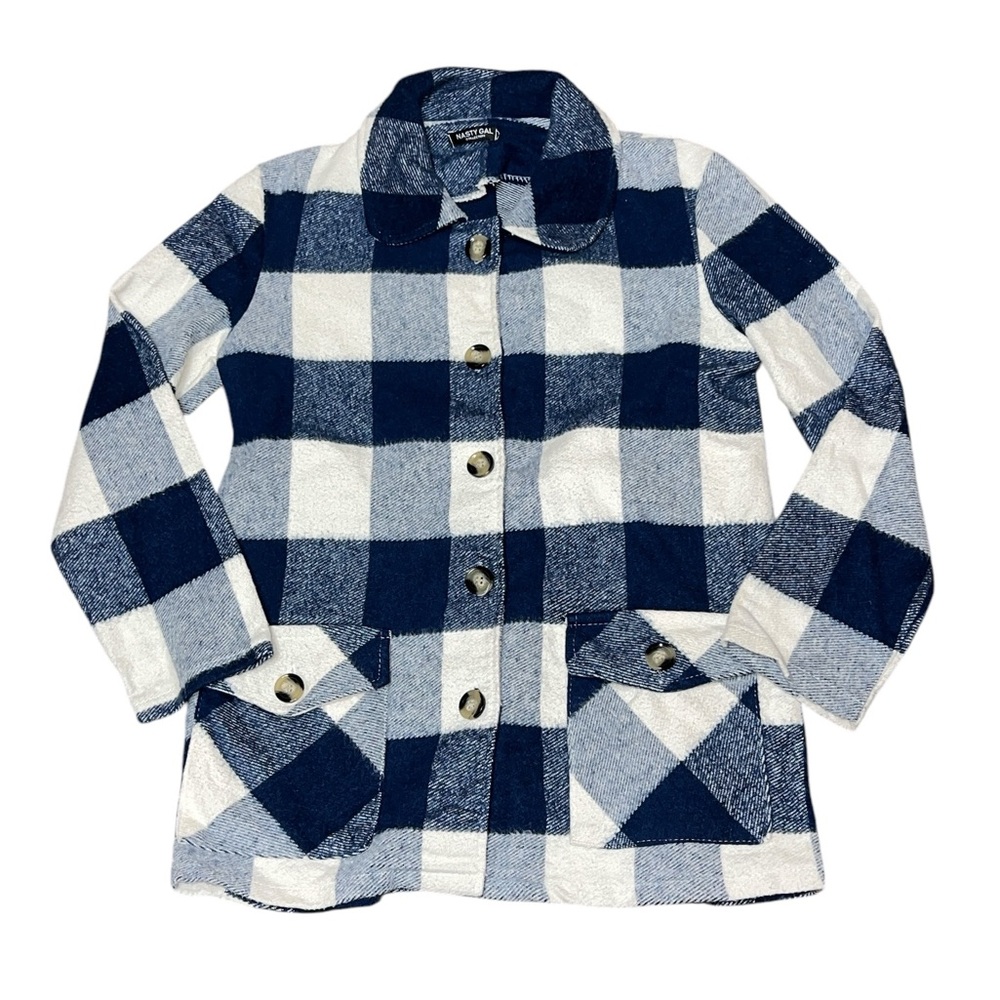 Nasty Gal Women's Check Faux Wool Shacket Size S